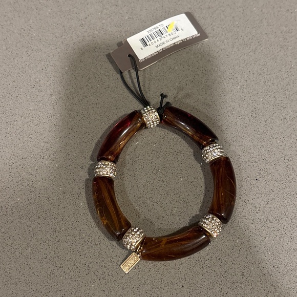 Canvas NEW NWT brown rhinestone stretchy bracelet - Picture 1 of 4